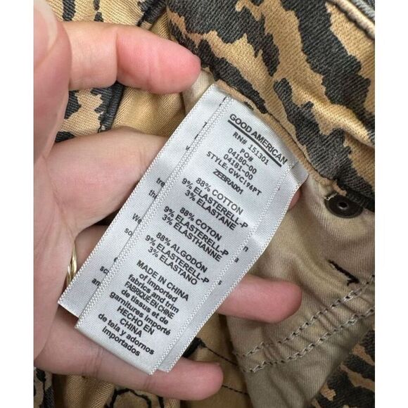 Good American High Waist Skinny Jeans Size 4 Crop Tan Brown Zebra NWT - Picture 6 of 6